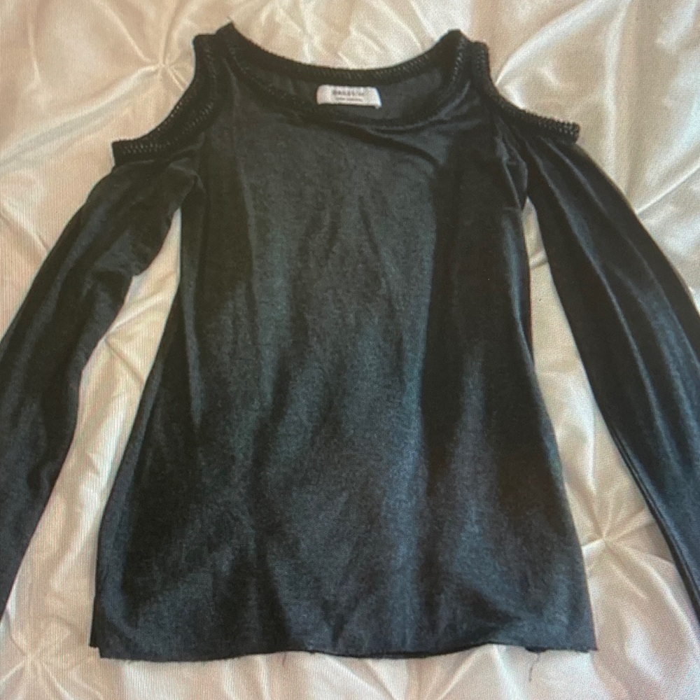 Bailey 44 Black Cold-Shoulder Long Sleeve Tee